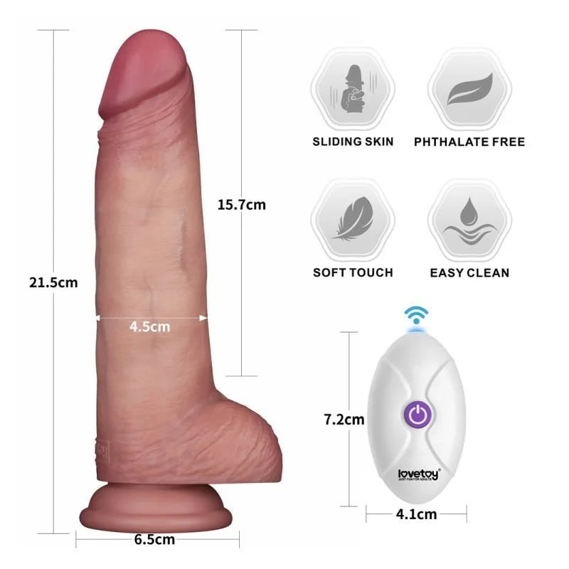 Lovetoy Vibrating Sliding Skin Pro II Silicone Dong 8.5