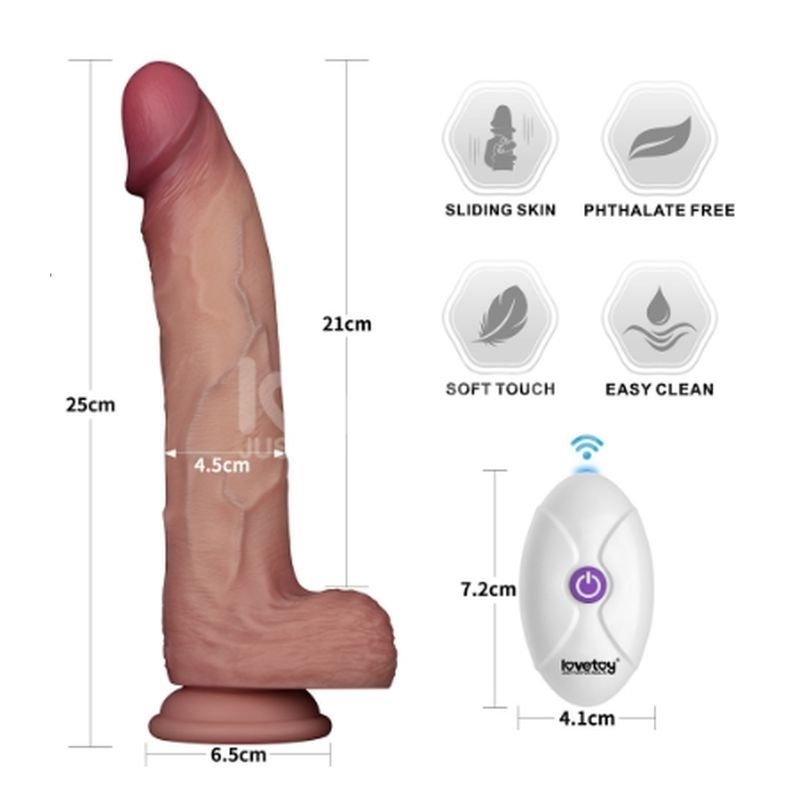 Lovetoy Vibrating Sliding Skin Pro II Silicone Dong 10in