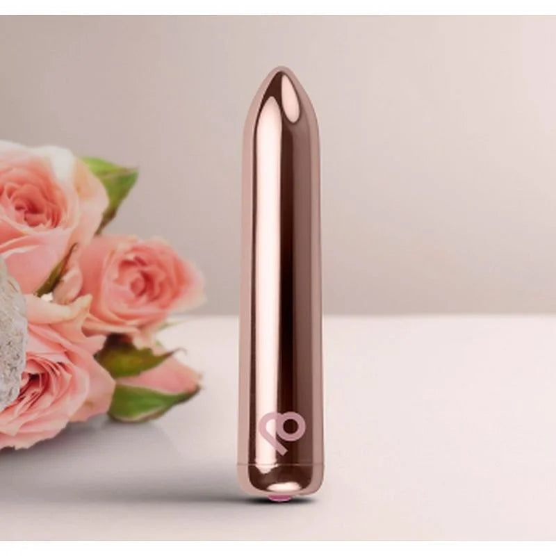 Rocks Off Golden Rose Rechargeable Vibrating Bullet Vibrator - Golden
